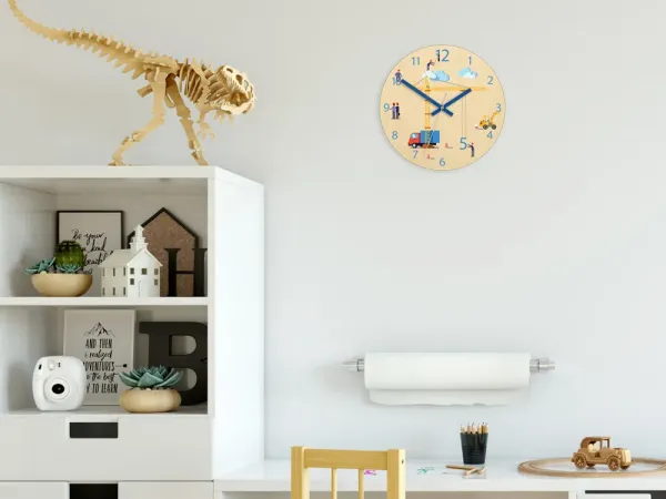 ModernClock Detské nástenné hodiny Ami Stavenisko 30 cm viacfarebné
