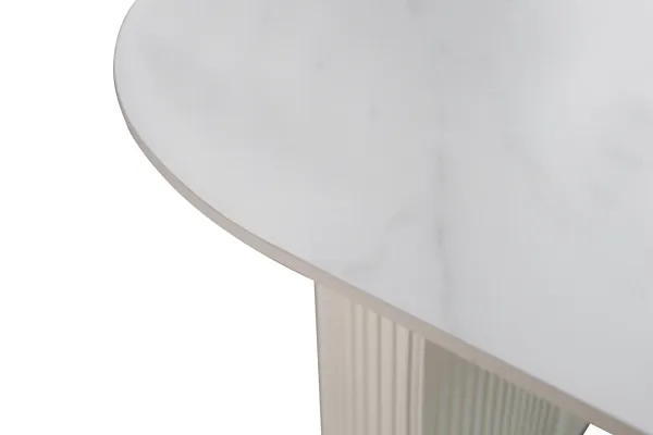LivinHill Jídelní stůl Modig 180 cm eko kůže ecru/mramor