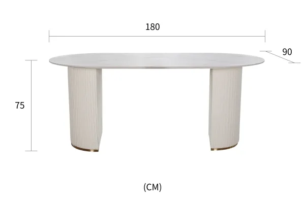 LivinHill Jídelní stůl Modig 180 cm eko kůže ecru/mramor
