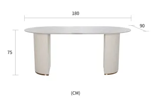LivinHill Jídelní stůl Modig 180 cm eko kůže ecru/mramor