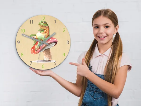 ModernClock Detské nástenné hodiny Ami Žaba 30 cm viacfarebné