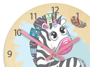 ModernClock Detské nástenné hodiny Ami Zebra 30 cm viacfarebné II
