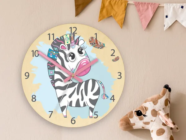 ModernClock Detské nástenné hodiny Ami Zebra 30 cm viacfarebné II