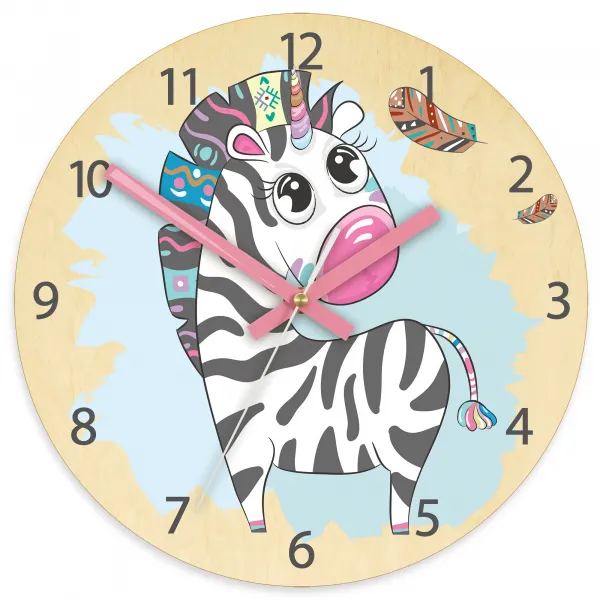 ModernClock Detské nástenné hodiny Ami Zebra 30 cm viacfarebné II
