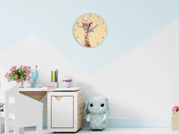 ModernClock Detské nástenné hodiny Ami Žirafa 30 cm viacfarebné II