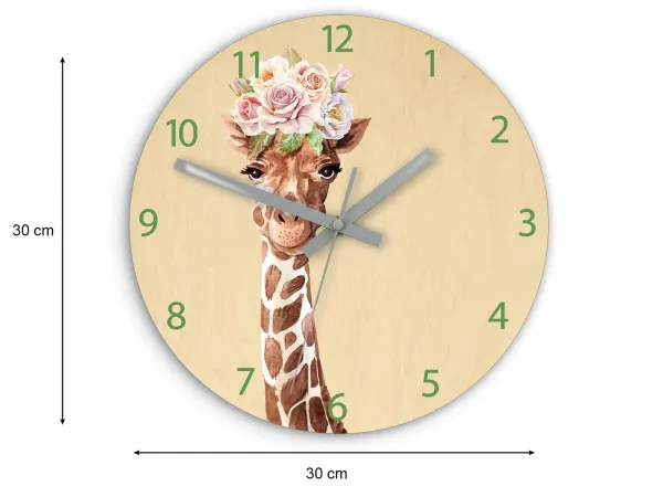 ModernClock Detské nástenné hodiny Ami Žirafa 30 cm viacfarebné II