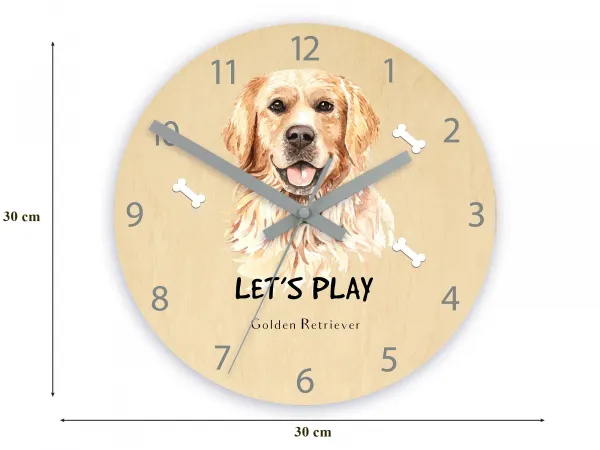 ModernClock Detské nástenné hodiny Ami Zlatý retríver 30 cm viacfarebné