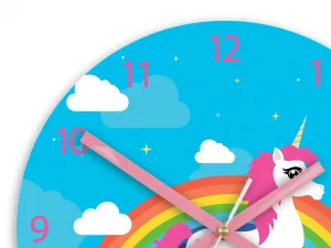 ModernClock Detské nástenné hodiny Jednorožec 30 cm viacfarebné