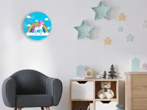 ModernClock Detské nástenné hodiny Jednorožec 30 cm viacfarebné