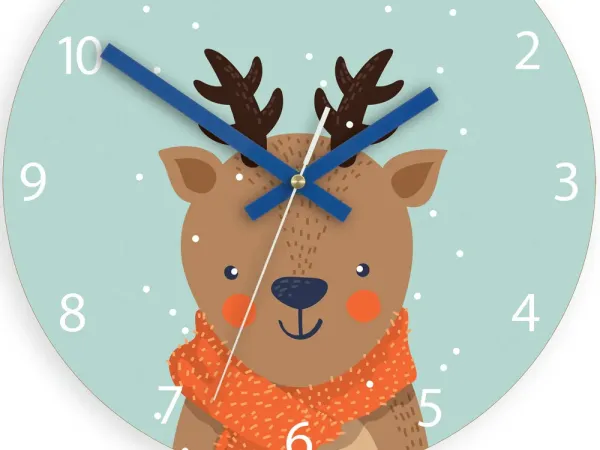 ModernClock Detské nástenné hodiny Jelen 30 cm viacfarebné