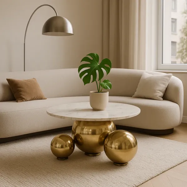 LivinHill Konferenční stolek Modig 80 cm zlatý/mramor