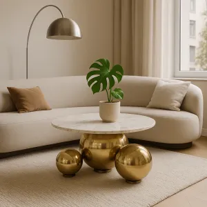 LivinHill Konferenční stolek Modig 80 cm zlatý/mramor
