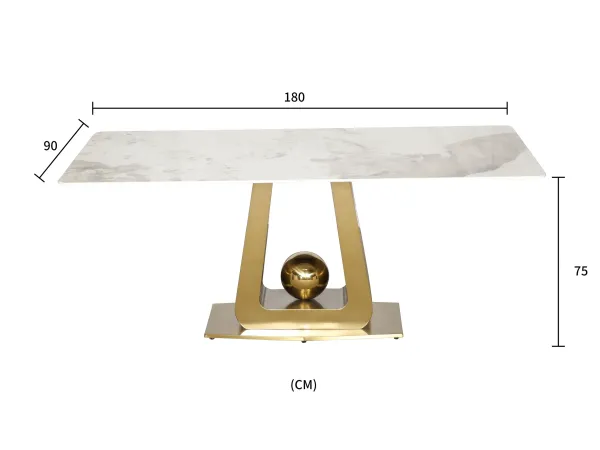LivinHill Jídelní stůl Modig Ball 180 cm zlatý/mramor