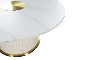 LivinHill Konferenční stolek Modig M 80 cm eko kůže ecru/mramor