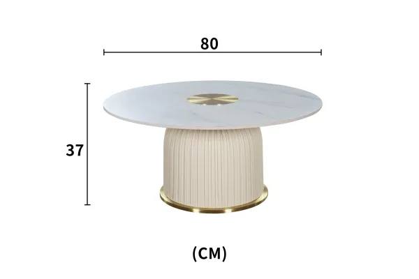LivinHill Konferenční stolek Modig M 80 cm eko kůže ecru/mramor