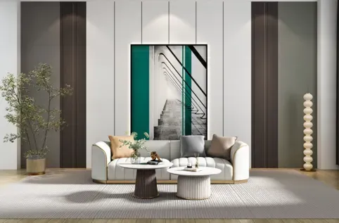 LivinHill Konferenční stolek Modig 60 cm eko kůže ecru/mramor