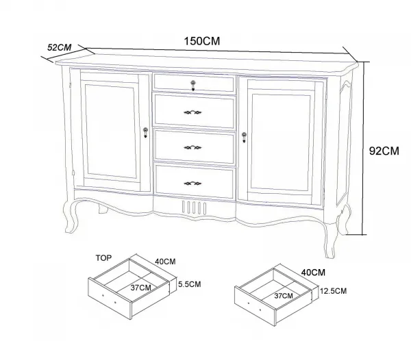 LivinHill Komoda Venezia 150 cm z masivu béžová