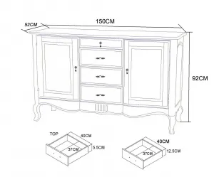 LivinHill Komoda Venezia 150 cm z masivu béžová