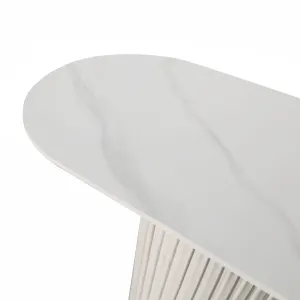 LivinHill Konzolový stolek Modig 160 cm eko kůže ecru/mramor