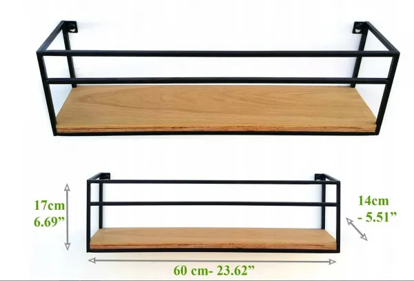 ModernClock Nástenná polica Kisa 60 cm čierna/hnedá