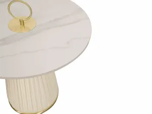 LivinHill Konferenční stolek Modig 60 cm eko kůže ecru/mramor
