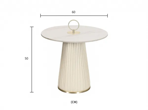 LivinHill Konferenční stolek Modig 60 cm eko kůže ecru/mramor
