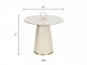 LivinHill Konferenční stolek Modig 60 cm eko kůže ecru/mramor