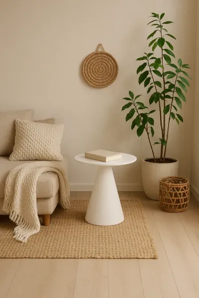 LivinHill Odkládací stolek Florence 40 cm z masivu bílý