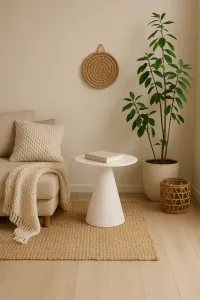 LivinHill Odkládací stolek Florence 40 cm z masivu bílý