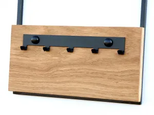 ModernClock Nástenná polička na kľúče Kluze 25 cm čierna/hnedá