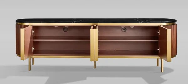 LivinHill TV stolek Stilig 200 cm černý mramor/kaštan