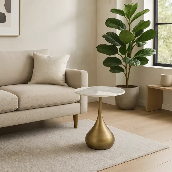 LivinHill Odkládací stolek Modig 50 cm zlatý/mramor