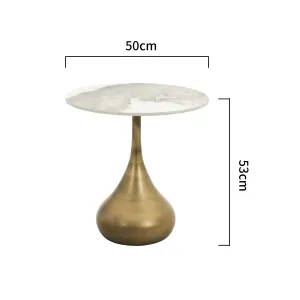 LivinHill Odkládací stolek Modig 50 cm zlatý/mramor