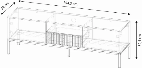 Vivaldi TV stolík Maggiore II 154,5 cm čierny