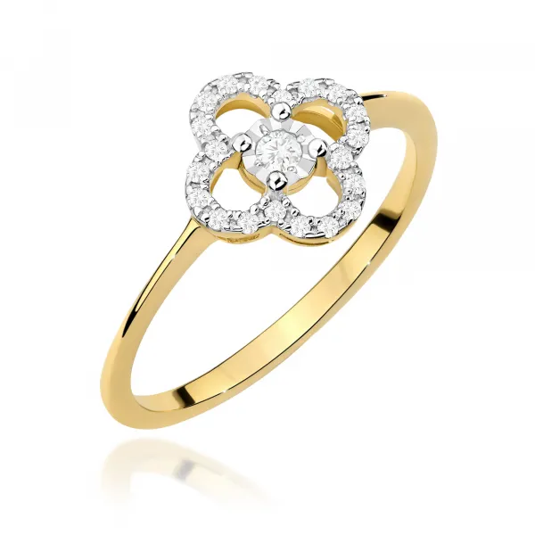 Blink-Blink Prsteň ŠTVORLÍSTOK ružové zlato s diamantami 0.13 ct1687RDB