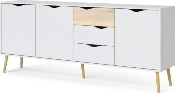 Tvilum Komoda Retros III biela/dub sonoma