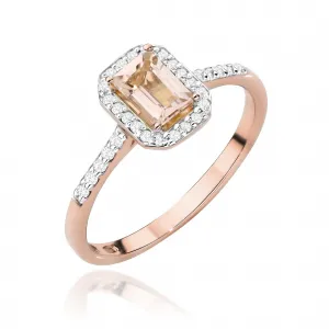 Blink-Blink Zlatý prsteň vykladaný diamantami s Morganitom2328BDMoB
