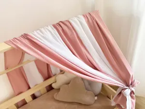 Mušelínová strieška na domčekovú posteľ PRUHOVANÁ Zvoľte farbu: Modrá, Zvoľte rozmer: 320 cm