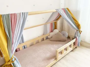Mušelínová strieška na domčekovú posteľ DUHOVÁ Zvoľte rozmer: 320 cm