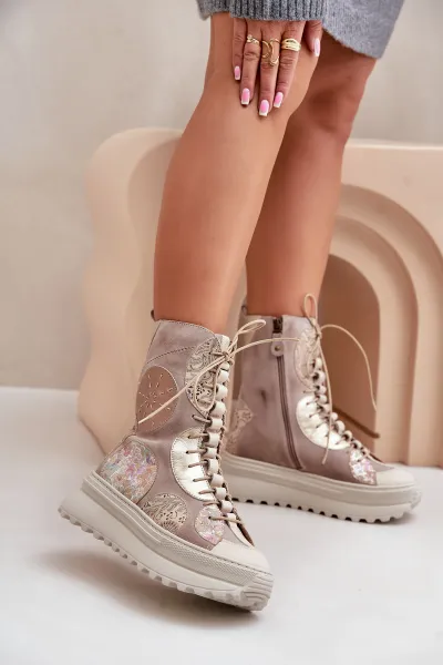 Kožené Semišové Čižmy Na Platforme Zateplené Maciejka