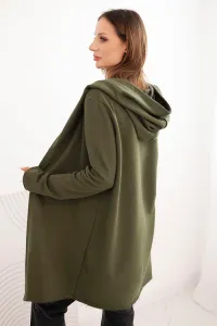 Kesi Dámska bavlnená bunda s kapucňou a predĺženým predným dielom khaki