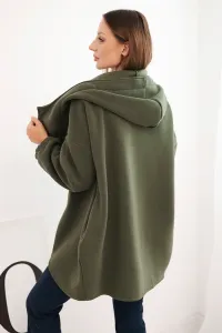 Kesi Włoski Dámska mikina s kapucňou a asymetrickým zipsom khaki