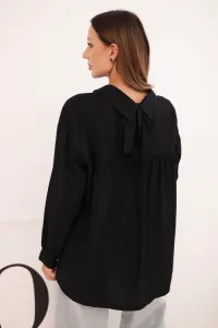 Legínovo Elegantná dámska viskózová blúzka s ozdobnými gombíkmi béžová Farba: Čierna, Veľkosť: UNI