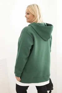 Legínovo Zateplená dámska mikina Plus Size s kapucňou a véčkom hnedá Farba: Tmavozelená, Veľkosť: UNI