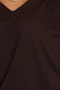 402-9 Comfortable batwing dress with long sleeves - chocolate