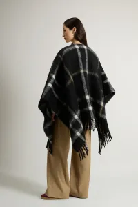 Pončo Woolrich Brushed Alpaca Check Cape Black Check
