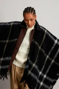 Pončo Woolrich Brushed Alpaca Check Cape Black Check