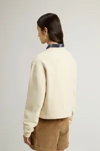 Mikina Woolrich Mixed Fleece Crewneck Beige Herringbone