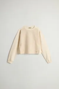 Mikina Woolrich Mixed Fleece Crewneck Beige Herringbone