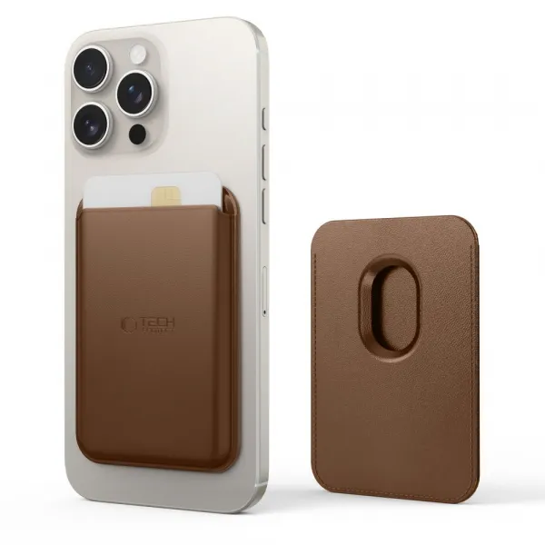 Tech-Protect MagWallet MagSafe obal na kartu na mobil, hnedý